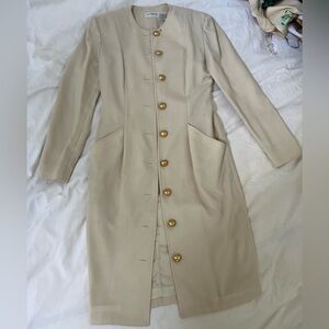 Liz Claiborne Cream Dress with Gold Button